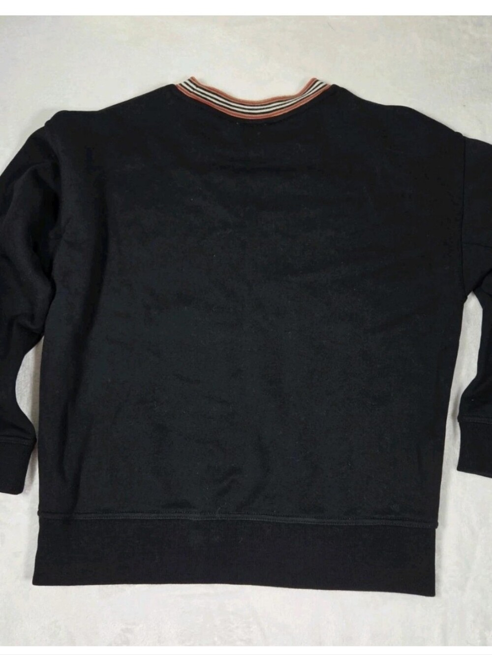 Burberry Black Crewneck Sweater with Cake Graphic and Striped Collar - Picture 2 of 8
